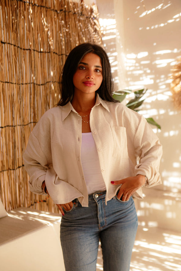 cropped shirt _ beige