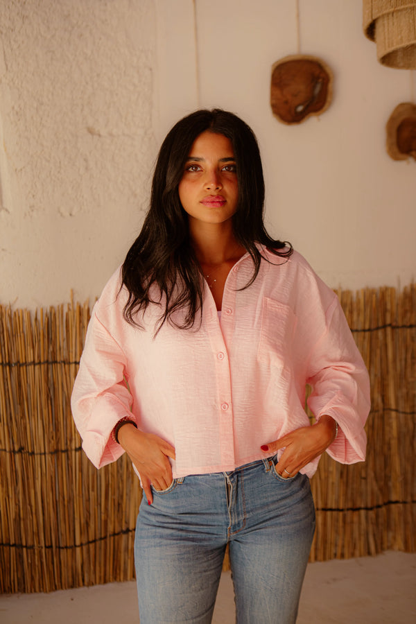 cropped shirt _ rose pink