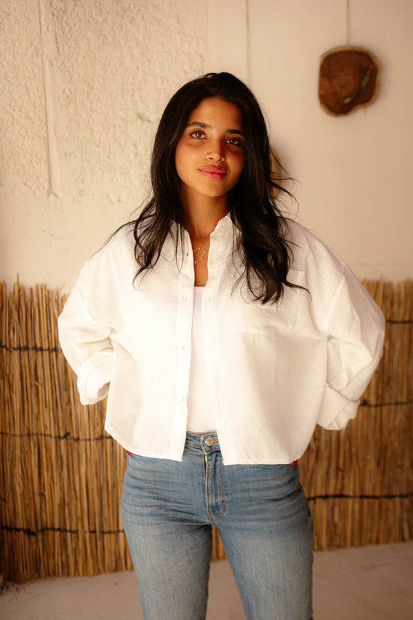 cropped shirt _ white