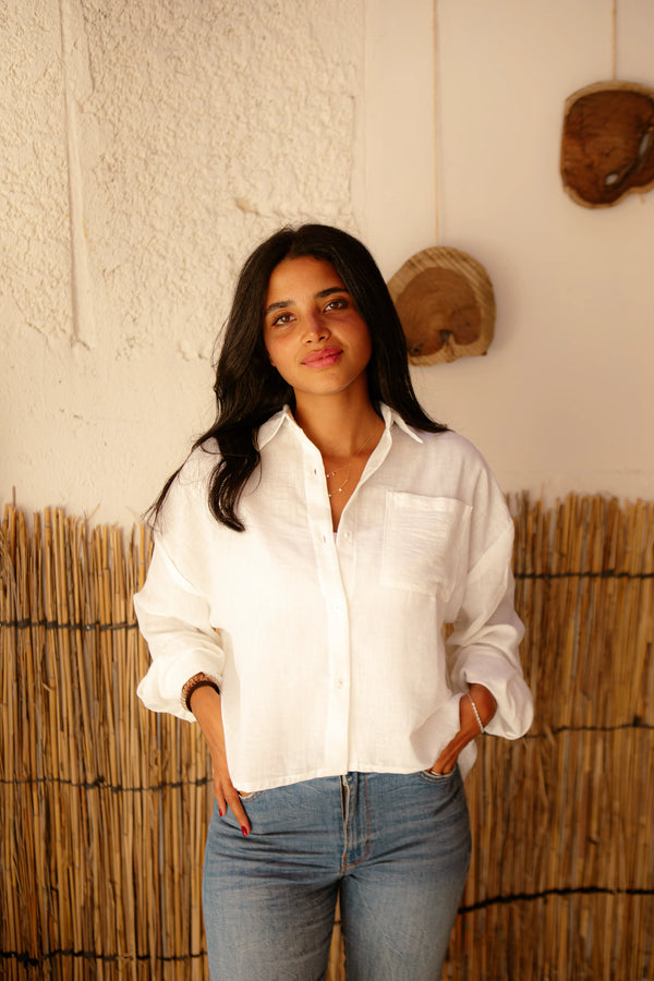cropped shirt _ white